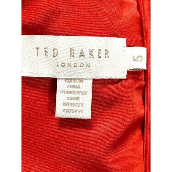 Ted Baker London Calizee Womens Mini Dress Sz M Red Skater Lace Insert Pocket H4 - Picture 9 of 12